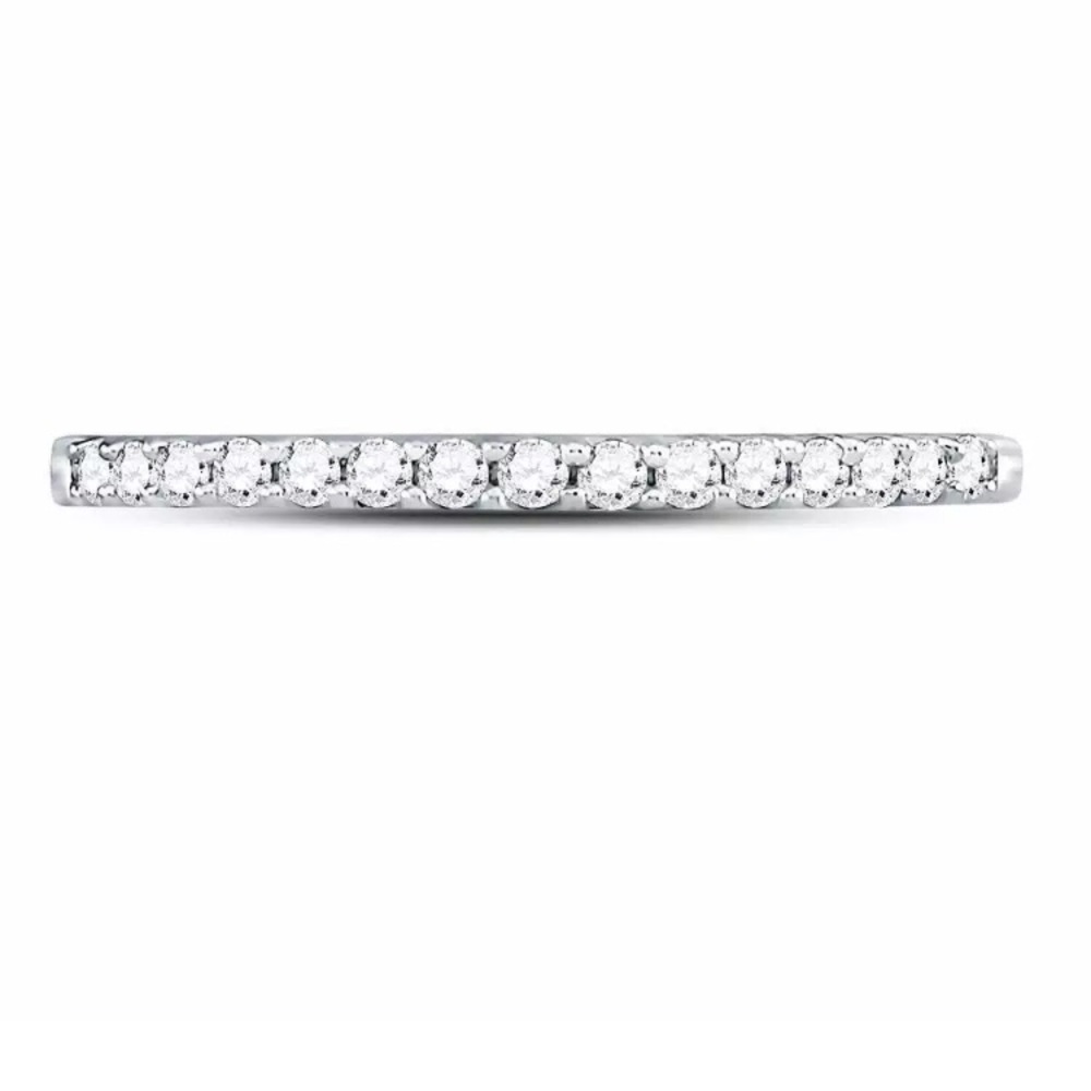14k White Gold Diamond SWedding Band 1/6 Cttw - Picture 3 of 5